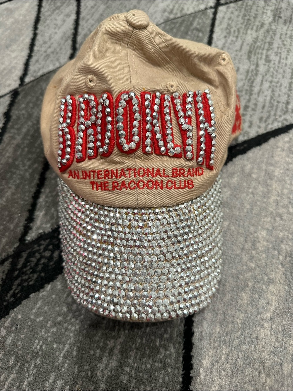 Brooklyn Cap with Red Embroidery & Crystal Brim